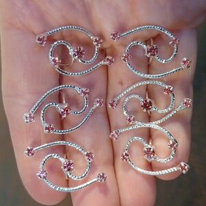 NEW! 6 Hair Pins Rope Design Pink Rhinestone wedding Headwear 5752